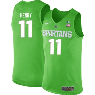 Men Michigan State Spartans NCAA #11 Aaron Henry Green Authentic Nike 2019-20 Stitched College Basketball Jersey LK32U55WV